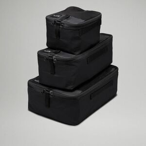 Lululemon Travel Packing Cubes 3 Pack Black/Detours Welcome Emboss Black NWT
